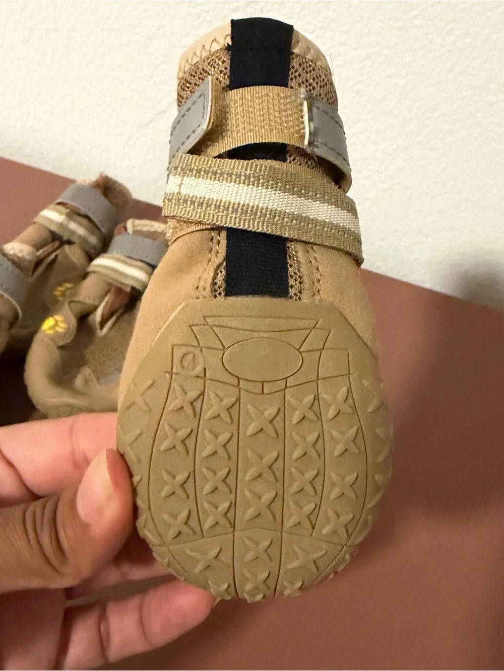 Dog Tan Outdoor Shoes with Reflective Strap
